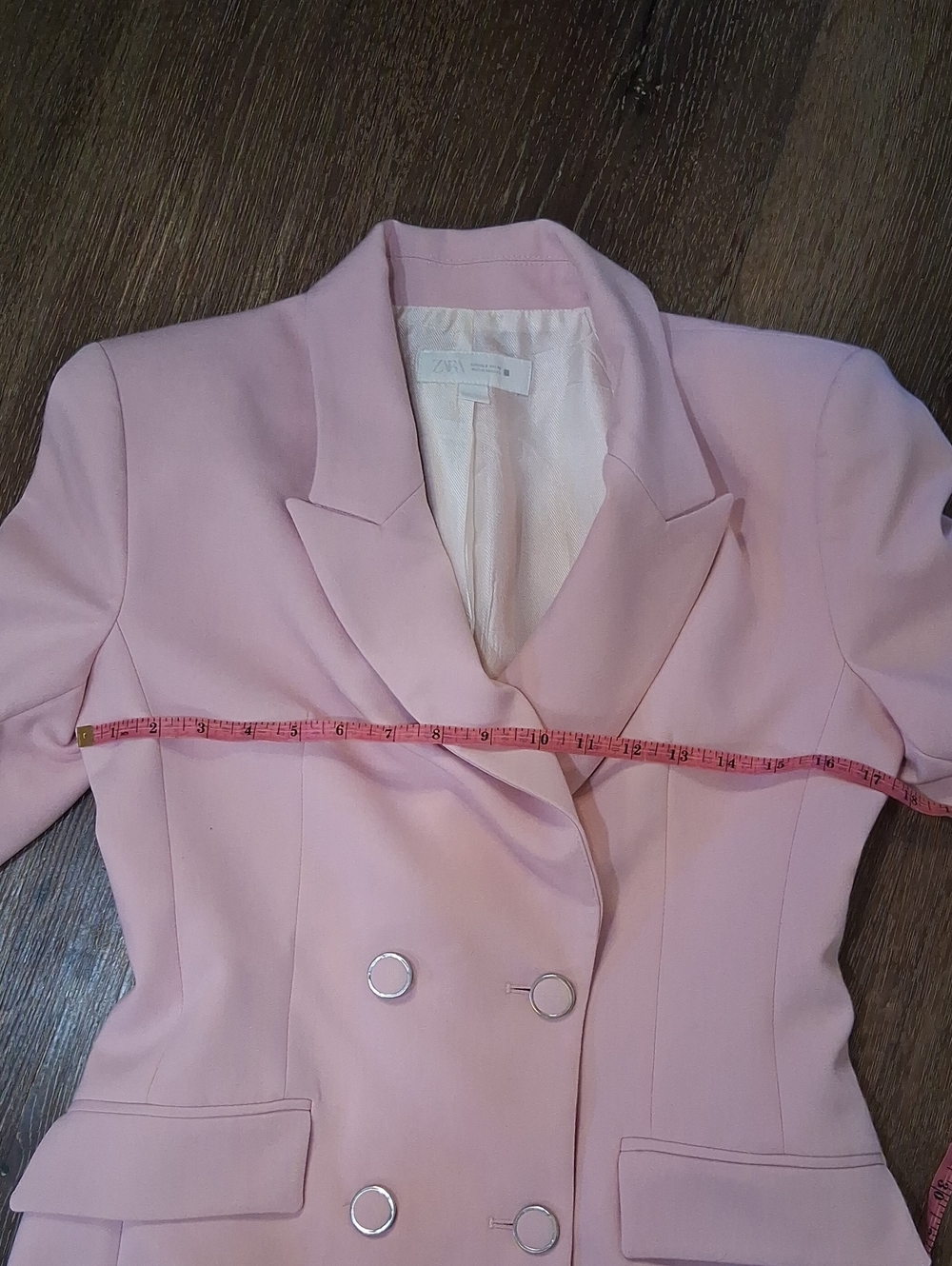 Zara Double Breasted Pink Blazer Size Small - Picture 6 of 8